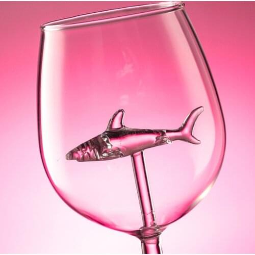 Drinkware Red Wine Glasses With Shark Inside Goblet Glass Lead-free Clear Glass For Home Bar Party Бокалы Для Вина Vasos Cup