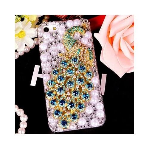 LaMaDiaa Luxury peacock Rhinestone Diamond Pearl Cover Case for Samsung S6 S7 S8 S9 S10 S20 PLUS Lite Note5 8 9 10 20 Case Cover