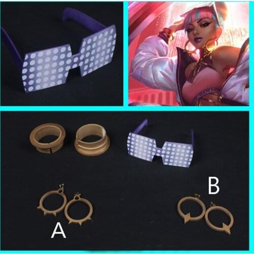 Akali TRUE DAMAGE Qiyana Cosplay Accessoires Empress of the Elements Qiyana Headwear Glasses Earings Bracelets