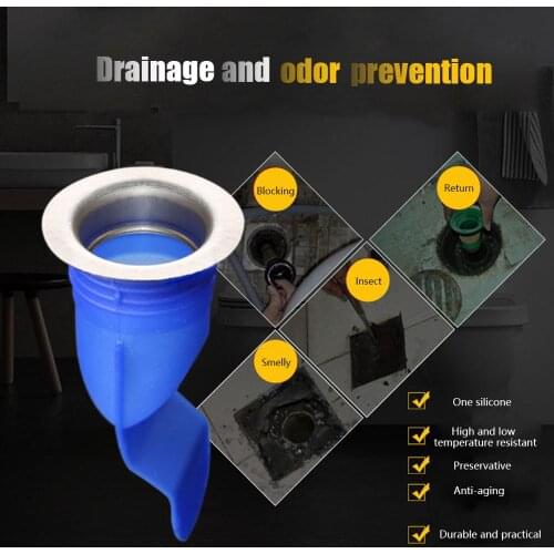 Anti-odor Silicone Bathroom Sewer Deodorize Strainer Kitchen Pipe Drainer Pest Control Floor Drain Round Stainless Steel Cover