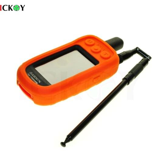 Silicone Protect Case Skin + Extendable Telescopic Gain Antenna (Black) for Garmin Alpha 100 Alpha100 Handheld GPS Accessories