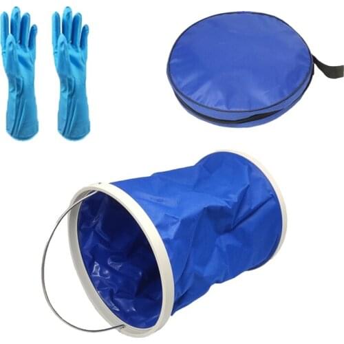 Folding Bucket Retractable Bucket with Gloves Multifunctional Swimming Pool Cleaning Accessories