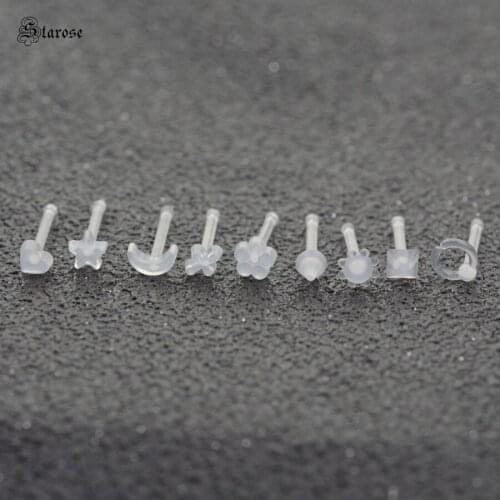 Starose 5pcs 20G 6mm Acrylic Star Nose Ring Stud Tragus Piercing Labret Lip Helix Piercing Oreja Nose Piercing Earring Jewelry