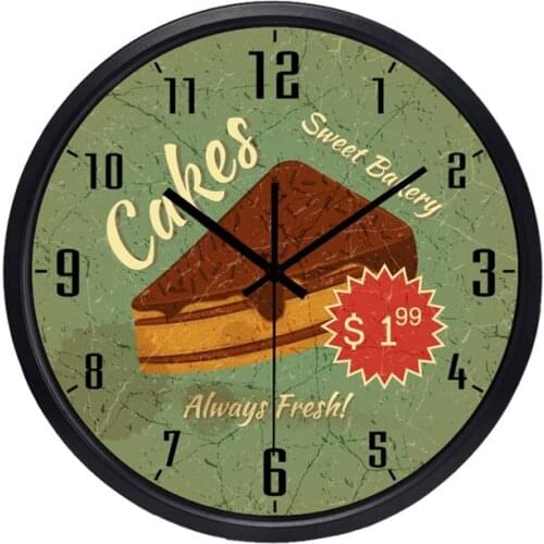 Dessert Cake Shop, Dining Room Canteen Coffee Quality Glass Wall Clock