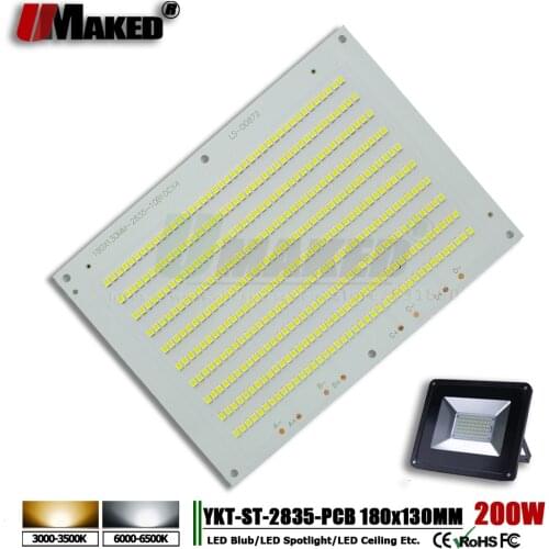 200W 180x130mm SMD2835 LED Flood Light PCB Plate Light Source Heatsink LED Aluminum PCB Panel Borad for Outdoor lights lamps DIY