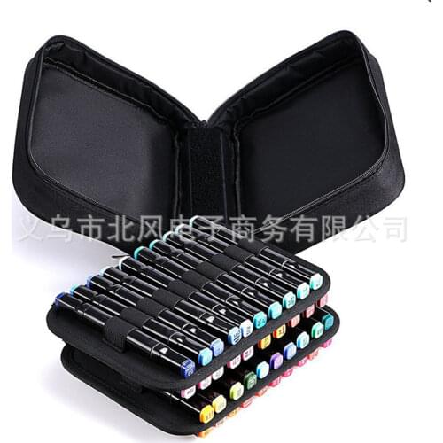 YANSONG 60 Slots Large Capacity Handy Marker Case Cavas Zippered Art Marker Lipstick Organizer For Student Art Office Supplies