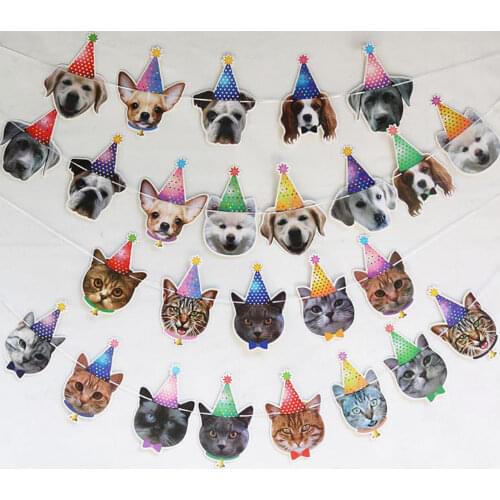 Pet Dog Birthday Party Decor Flags Happy Brithday Banner for Cat dog DIY Pet Party Supplies Hagging Banner