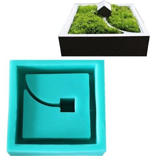 1PC Square Geometric Shape Plant Potted Cement Pot Silicone Mold Manual Clay Craft Plaster Concrete Silicone Mould Office Decor