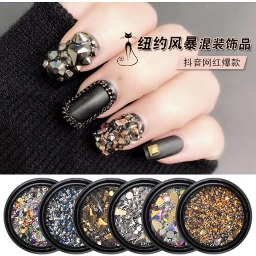 2 box Nail Art Nail Decoration Jewelry Mixed Square Rhinestone Flat Rhinestone Phototherapy Nail New York Storm