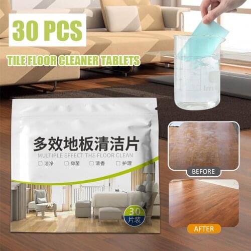 30pcs Tile Floor Cleaner Tablets Household Cleaning Stain Remover Kit Grease Footprints Remover Floor Care Washing Accessories