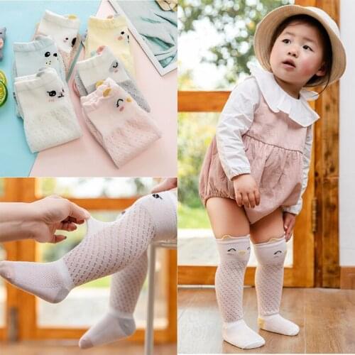 6 Pairs Baby Long Socks Breathable Socks Ultra-thin Mesh Socks Long Anti-Mosquito Socks 0-3 years Girls Socks