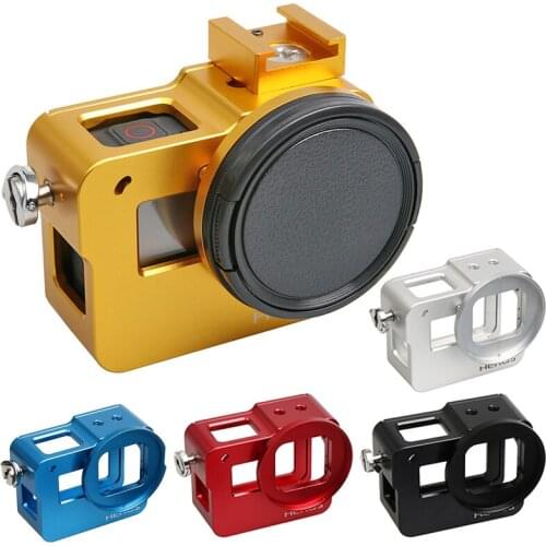 Aluminum Hero 5 case Camera Accessory Alloy cage Protective Housing Case Cover Metal frame +UV filter for Go Pro hero5 GoPro
