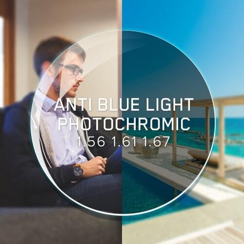 Anti Blue Light Rays Photochromic Prescription Lens Optical Myopia Glasses Lenses Hyperopia CR-39 Resin 1.56 1.61 1.67 Lens