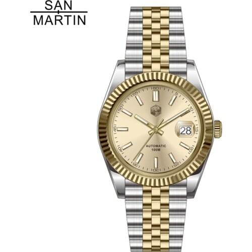 San Martin New SN058G Business Luxury Watches Sapphire Crystal Carving Bezel Automatic Stainless Steel Custom Classic Watch Men