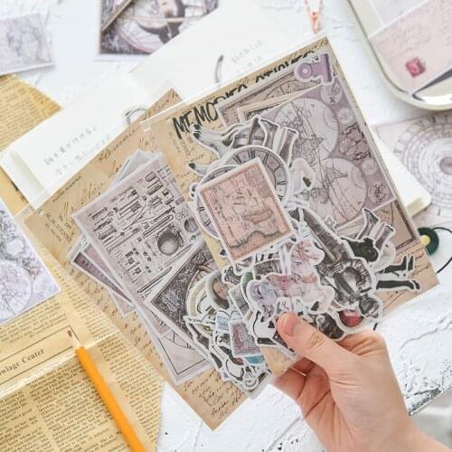 Black and white retro diary sticker and paper European and American retro wind sticker bag medieval handbill sticker