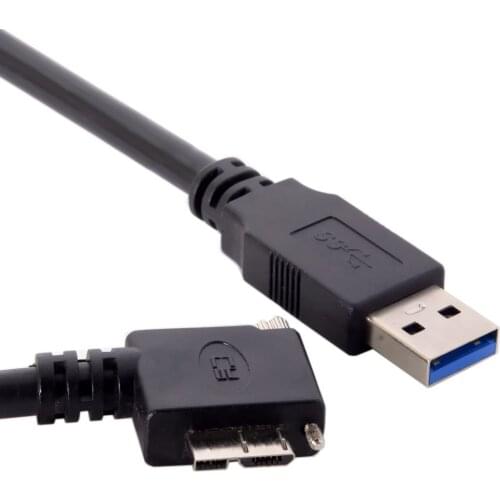 CYDZ 3m Micro USB Screw Mount 90 Degree Right Angled to 3.0 Data Cable for Industrial Camera