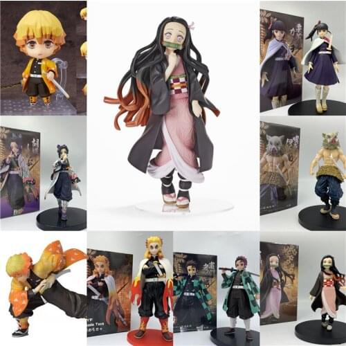 Demon Slayer Figure Shinobu Nezuko Zenitsu Kyoujurou Giyuu Tanjirou Holding Sword Standing PVC Action Model Toy Gift Collect