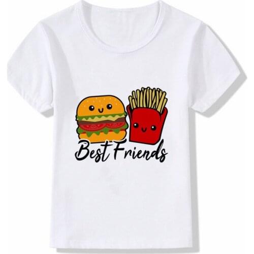 Kids Cartoon Fast food O-Neck T Shirt Tees Summer Fashion Tops Children girl T-Shirt Boy/Girls Clothing