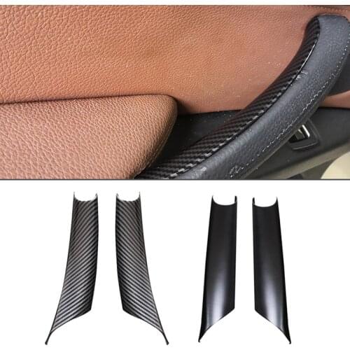 For BMW X5 X6 E70 E71 F15 F16 Car Interior Carbon Fiber Texture Door Pull Handle Protective Cover Trim