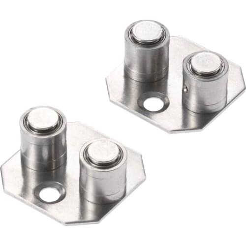 DRELD 2Pcs Stainless Steel Sliding Door Twin-shaft Retainer Hanging Pulley Rail Guide Locator Stopper Silver Tone 31x31mm