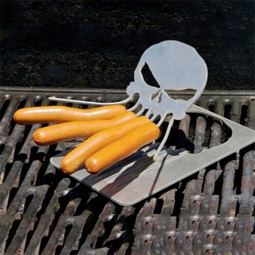 Stainless Steel Barbecue Grill Skull Shape Creative Hot Dog Marshmallow Roaster Accessory Non-stick Barbecue Tools BBQ Utensils