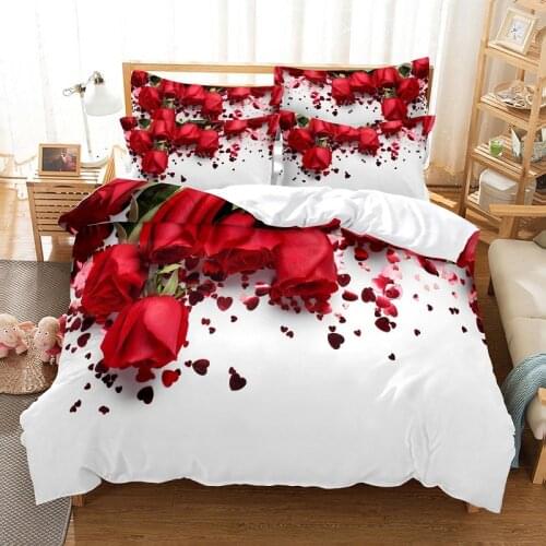 Red Rose Bedding Set Duvet Cover Set 3d Bedding Digital Printing Bed Linen Queen Size Bedding Set Fashion Design