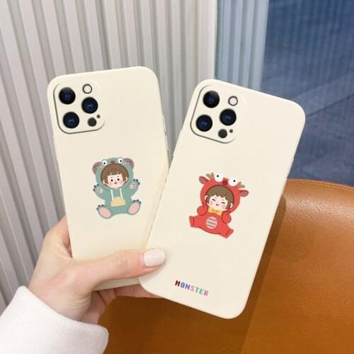 Beautiful Little Girl Pattern Liquid Silicone Case For iPhone 12 Pro Max 11 X XS XR XSMAX SE2020 8 8Plus 7 7Plus 6 6S Plus 5 5S