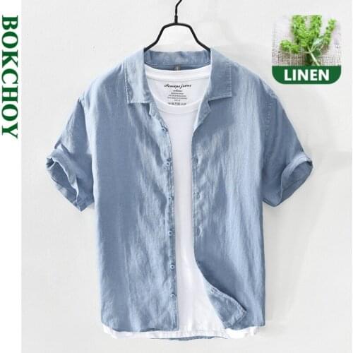 Natural Linen Shirts Men, Comfortable Breathable, Pure Linen, 2020 New Trend, Men Shirt Short Sleeve Shirt Men
