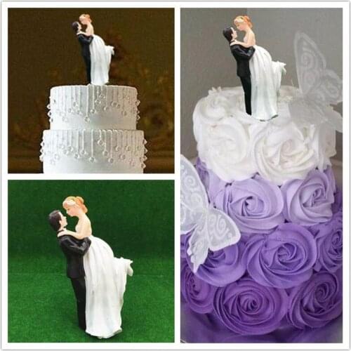 Newest Romantic Bride Groom Cake Toppers Wedding Cake Supplies Resin Figurine Wedding Party Decorations High Quality