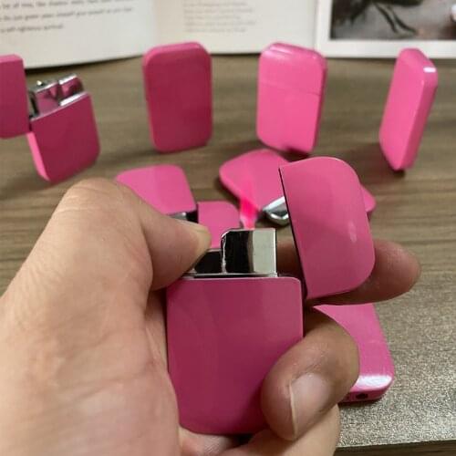 2021 New Cute Cartoon Pink Cat Ultra-thin Inflatable Cigarette Lighter Jet Turbo Butane Pink Flame Lighter Ladies Gift (airless)