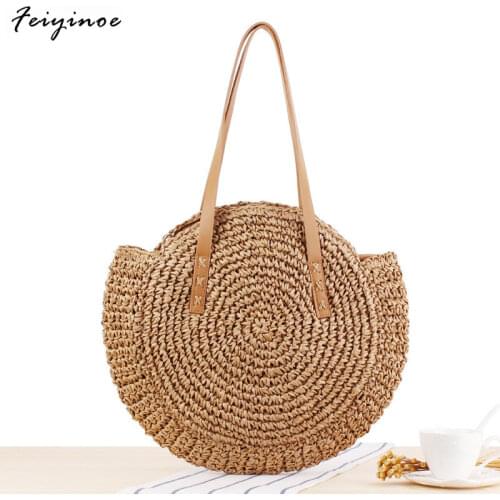 2020 New Handmade Half-Round Rattan Woven Straw Bag Summer Women Messenger Crossbody Bags Girls Small Beach Handbag