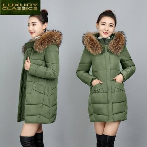 Winter 2021 Ladies Parkas Jacket Women Big Fur Coat Korean Fashion Slim Cotton Clothes Long Tops Casaco Feminino LWL830