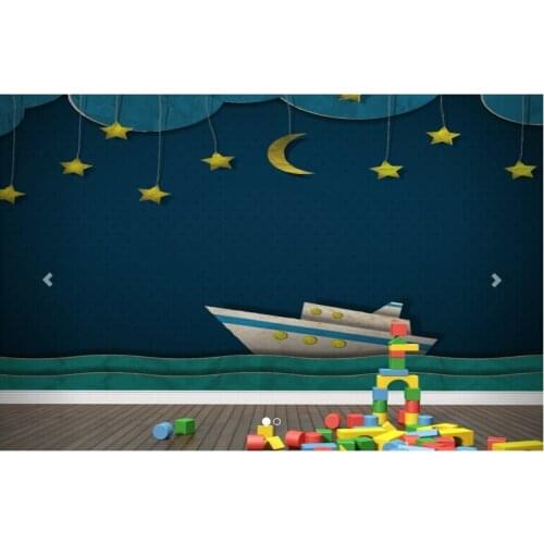 Custom papel de parede infantil, Bright Ship and Stars which Mural for children room living room TV wall vinyl papel DE parede