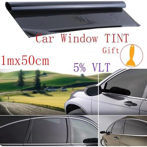 New Professional 100x50cm 5% VLT Car Window Tint Professional Dark Smoke Black Film Uncut Glass Sticker Durable Sunshade Film