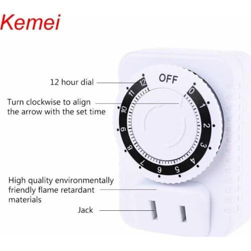 AC 110V 12 Hour Mechanical US Plug Switch Timer Socket for Home Appliances Control Motorcycle Charging Timer 10A 1200W