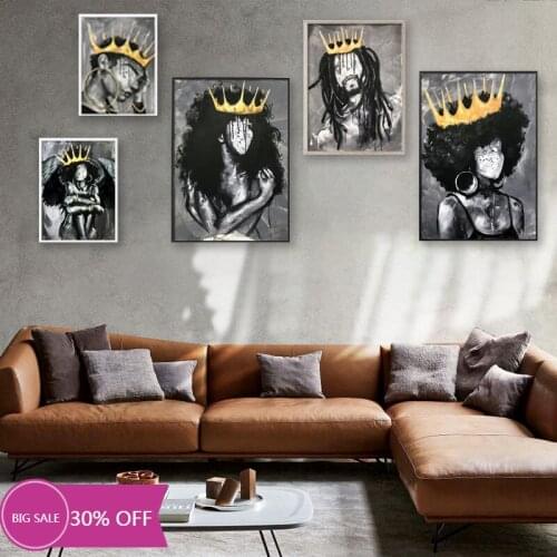 Christmas Decoration Canvas Painting Posters African Angel Queen Black Girl Boy Wall Art Picture Cuadros Decorativos Home Decor