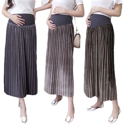 Sunbaby Maternity Clothing Autumn And Winter New Korean Style Fashion Velvet Pregnant Women Pleated Skirt Q1219