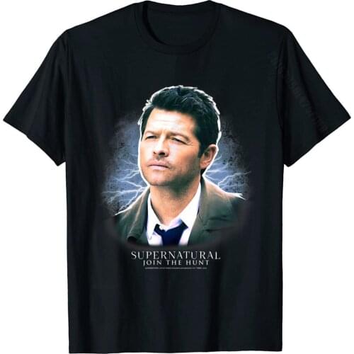Supernatural Castiel Join The Hunt Vignette T-Shirt Graphic Customized T Shirt Cotton Tops Shirt For Men Comics
