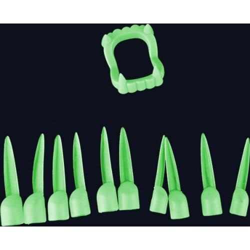 Luminous Horrific Fun Clown Dress Vampire Teeth Fake Nails Fancy Dress Party Dentures Props Zombie Devil Fangs Tooth