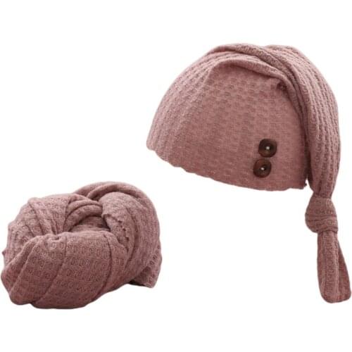 N7ME Newborn Infant Photo Props Hat Cloth Wrap Picture Taking Background Accessories Soft Stretch and Wrap