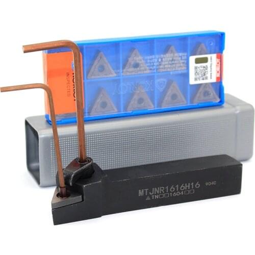 10pcs TNMG160404 / 08 HA PC9030 Carbide Inserts + 1pc MTJNR1616H16 MTJNR2020K16 Turning Tool Holder 125mm Lathe Cutter Tools Set