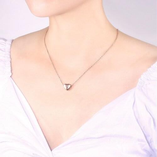 Women Love Heart Necklaces&Pendants Silver/Gold/Rose Gold Collar Stainless Steel Women Necklace Pendant High Quality Jewelry