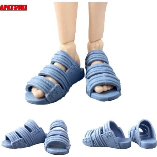 1pair Blue Slippers Doll Shoes For Ken Boy Doll Mens Sandals for Prince Ken Male Boy Doll Shoes 1/6 Dolls Accessories Kids Toy