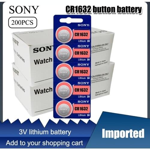 200Pcs original new battery for Sony cr1632 3v button cell coin batteries for watch computer ECR1632 cr 1632 Lithium Batteries