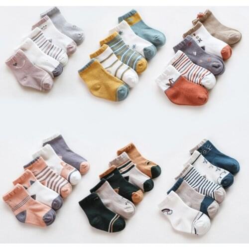 5Pairs/lot Infant Baby Socks Autumn Baby Socks For Girls Cotton Newborn Cartoon Boy Toddler Socks Baby Clothes Accessories