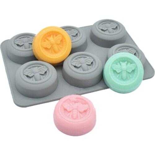 6 Cell Round Honey Bee Mold DIY Party Cupcake Topper Fondant Cake Candy Decorating Tools