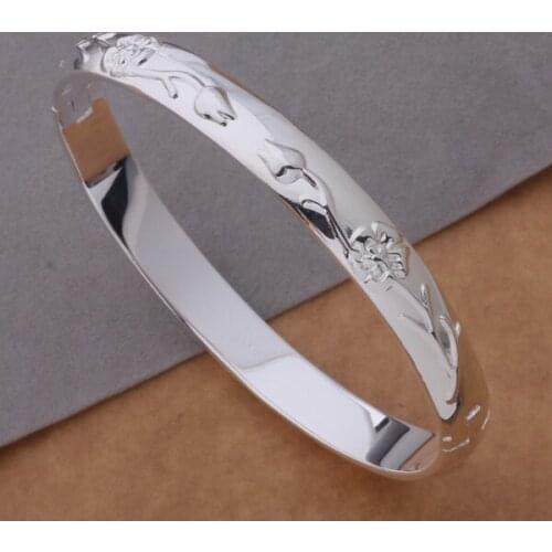 AB086 Hot High Quality Silver Color Fine Jewelry,Wholesale Fashion Jewelry High Quality Fashion Bangles The Pattern Bracelets