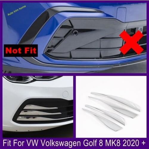 Accessories Chrome Front Head Bumper Fog Lights Lamps Eyelid Eyebrow Panel Cover Trim Fit For VW Volkswagen Golf 8 MK8 2020 2021