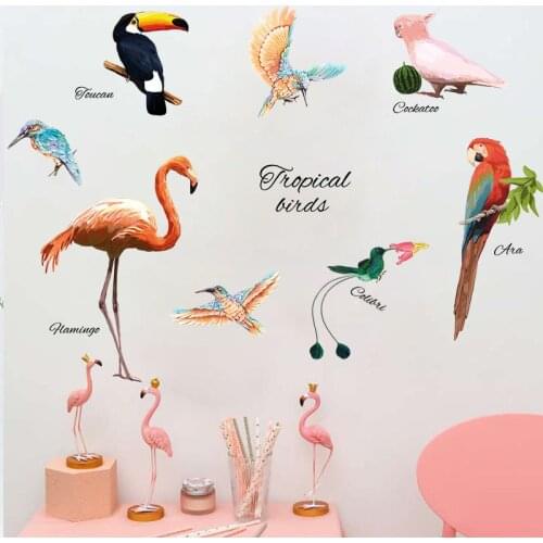 Big Beaked Bird Flamingo Hummingbird Wall Stickers Living Room Decoration Children Bedroom Porch Wall Beautification Decoration
