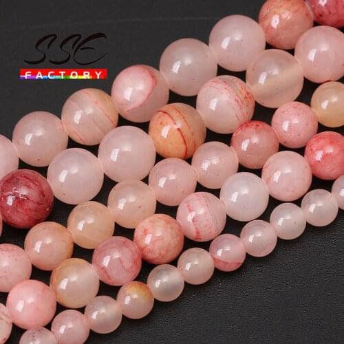New Arrival Rainbow Pink Lace Jades Beads Round Loose Beads For Jewelry Making DIY Bracelets Necklace 15'' Strand 4/6/8/10/12mm